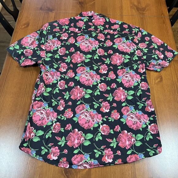 Artistry In Motion Shirt Mens XL Black Floral Button Up Slim‎ Fit Cotton Casual - Picture 8 of 8